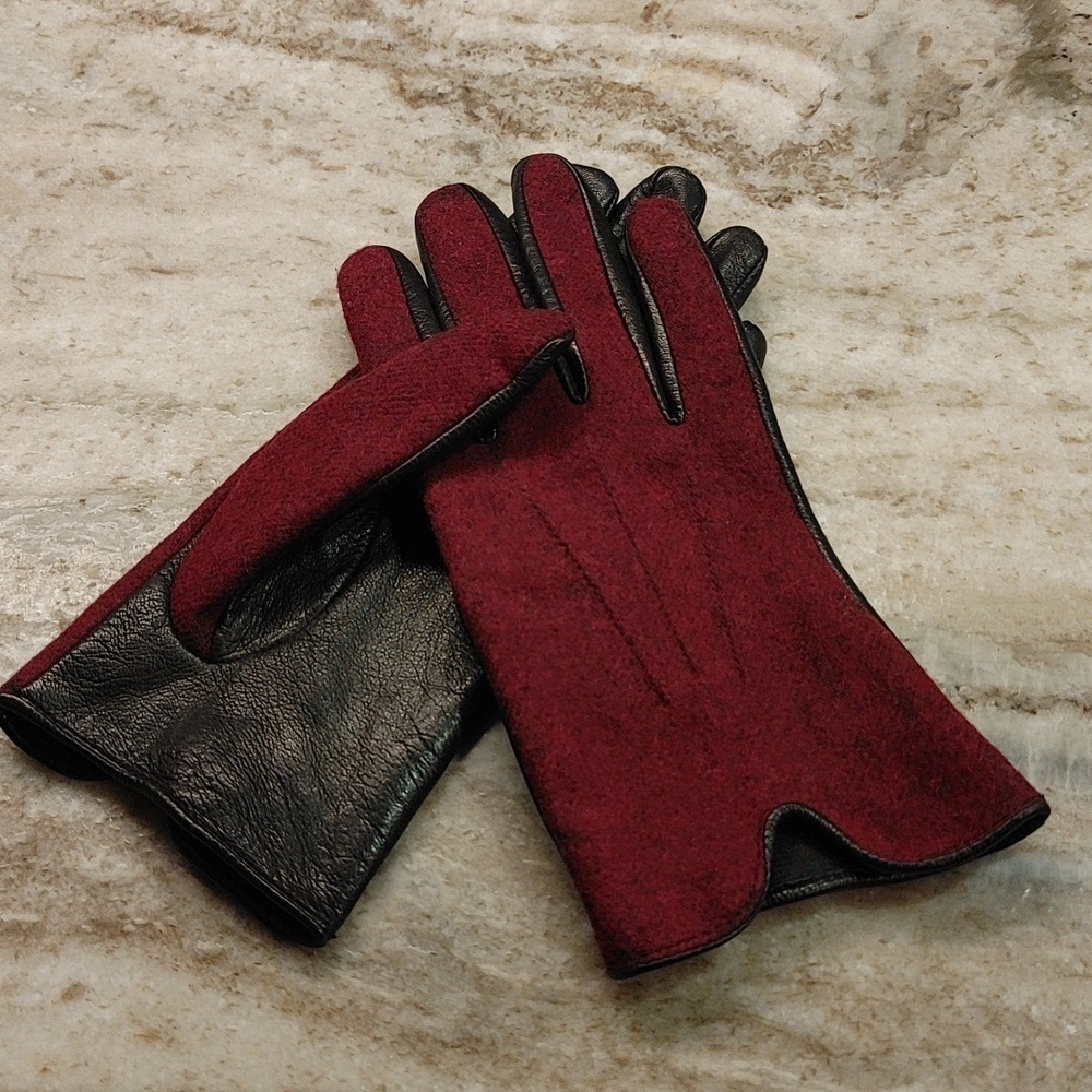 Vintage Eddie Bauer Wool and Leather Gloves Size L